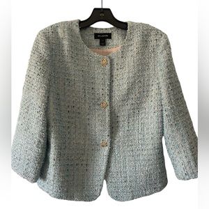 St. John Knits Eyelash Tweed Knit Peplum Jacket